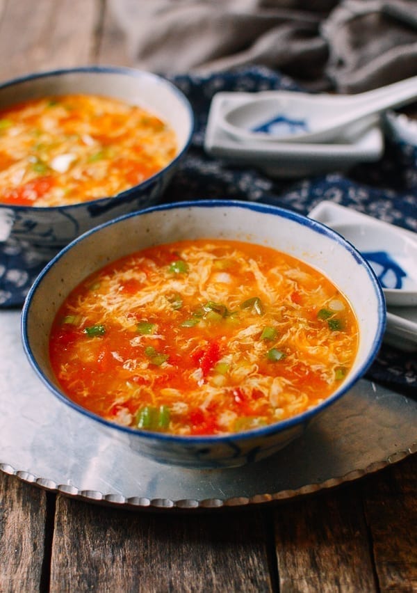 Bowl of Chinese tomato egg drop, thewoksoflife.com