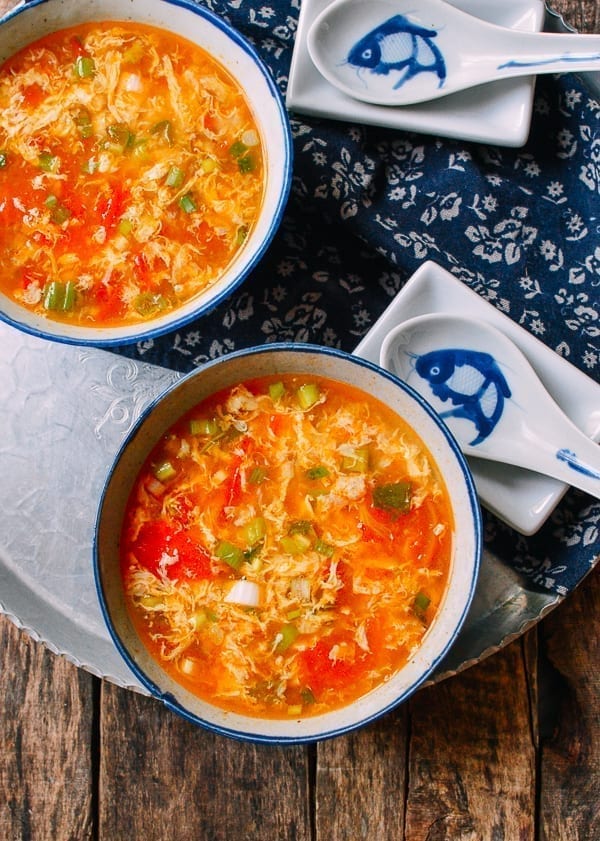 Bowl of Tomato Egg Drop Soup, thewoksoflife.com