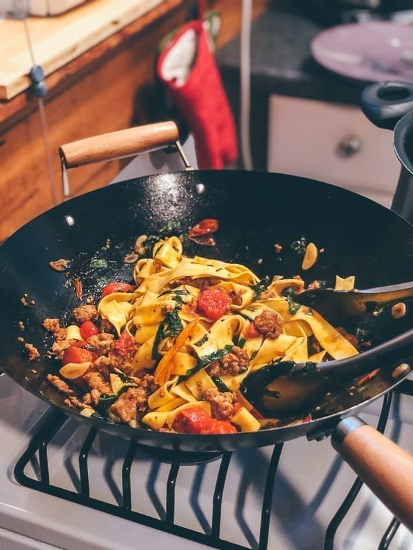 Cooking pappardelle in a wok, thewoksoflife.com