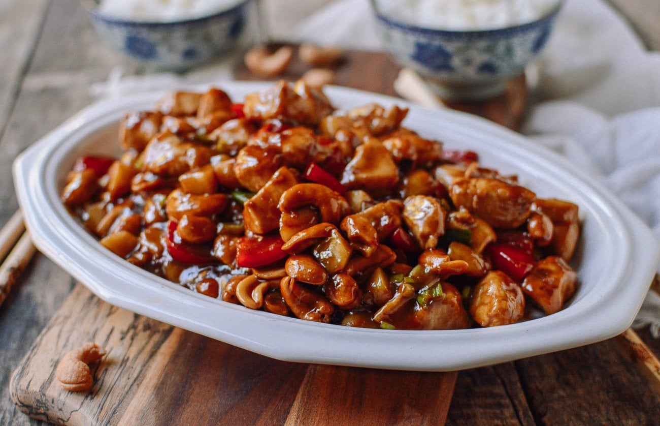 plate of cashew chicken
