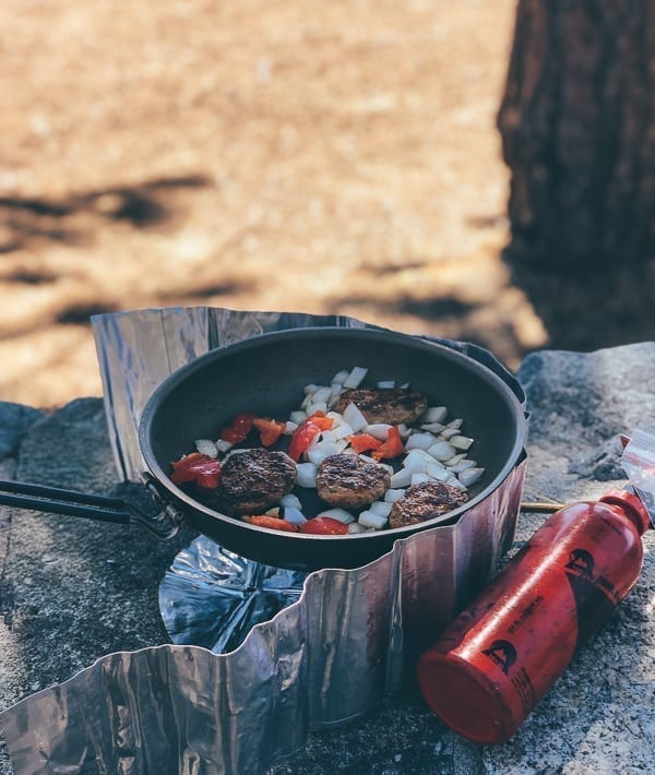 Cooking outdoors on MSR Whisperlite, thewoksoflife.com