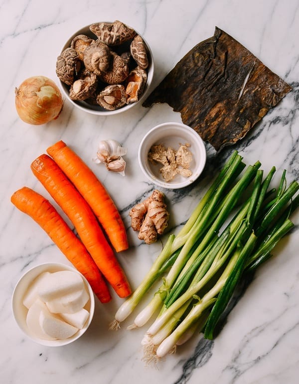 Asian vegetable stock ingredients, thewoksoflife.com