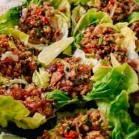 Chicken larb in lettuce cups, thewoksoflife.com