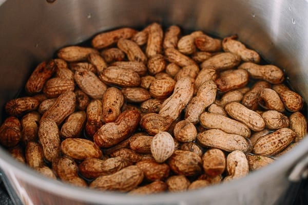 Soaking peanuts before boiling, thewoksoflife.com