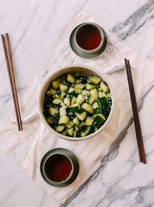 Chinese marinated cucumbers with garlic, thewoksoflife.com