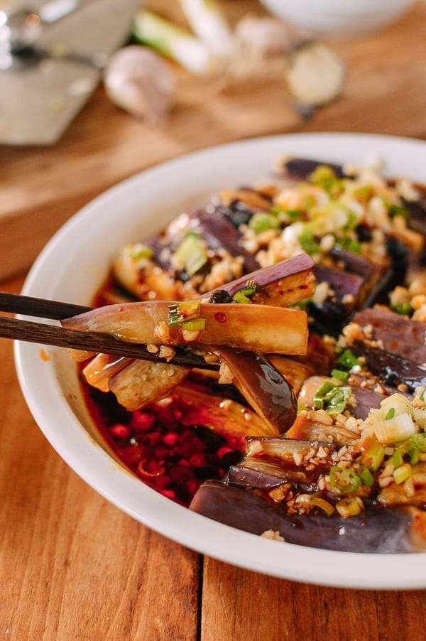 Steamed Chinese Eggplant with Spicy Sauce, thewoksoflife.com