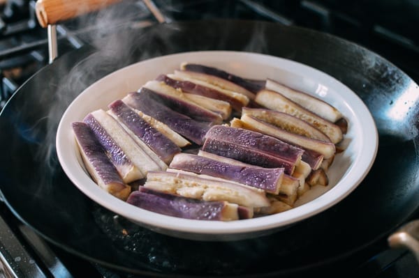 Steamed eggplant that's still purple, thewoksoflife.com