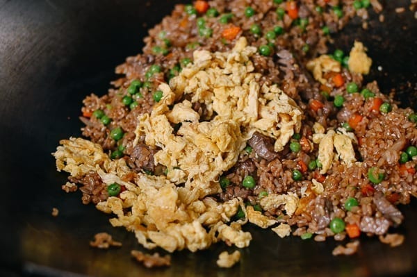 Stirring scrambled eggs into rice, thewoksoflife.com