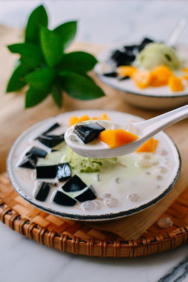 Spoonful of grass jelly dessert, thewoksoflife.com