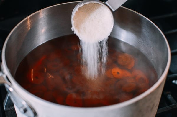 Adding sugar to hawthorn tea, thewoksoflife.com