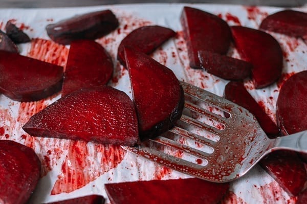 Flipping Beets on Baking Tray, thewoksoflife.com