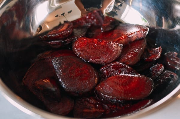 Roasted Beets in mixing bowl, thewoksoflife.com