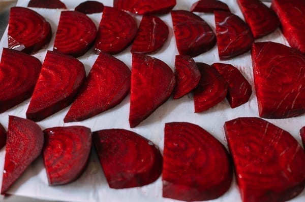 Sliced Beets on Baking Sheet, thewoksoflife.com