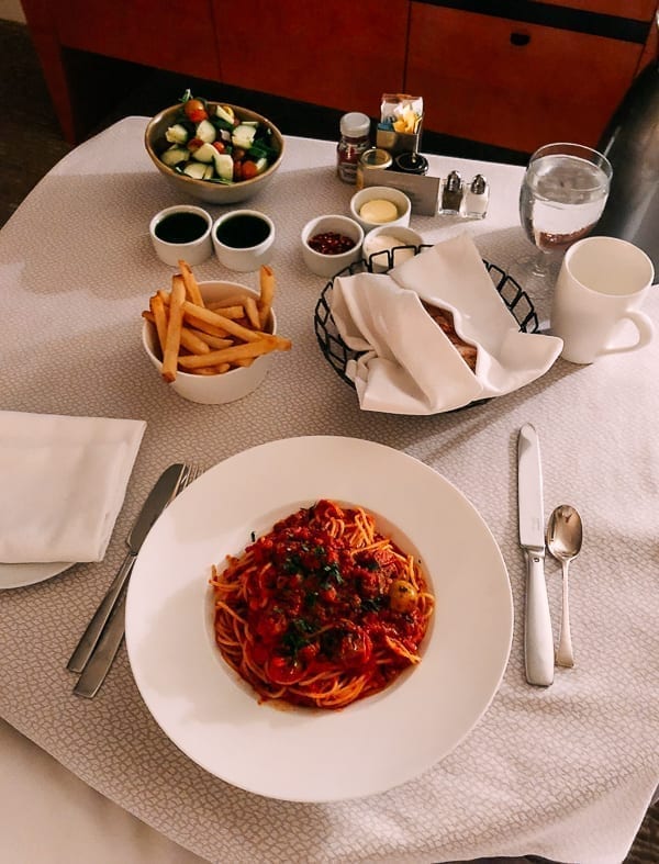 Spaghetti Bolognese Room Service, thewoksoflife.com