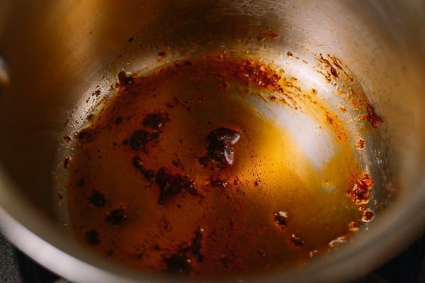 Frying doubanjiang in oil, thewoksoflife.com
