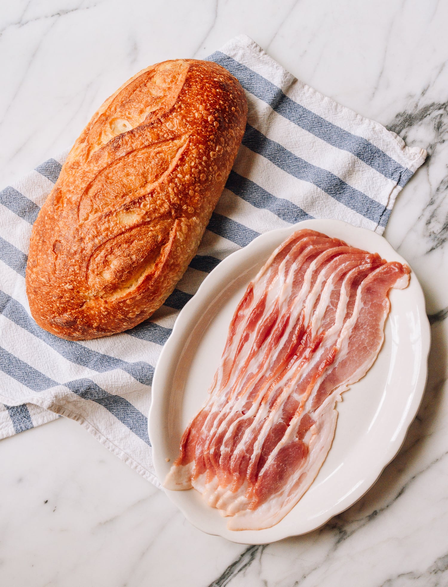 Sourdough loaf and bacon, thewoksoflife.com