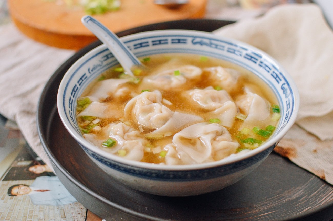 bowl of chicken wonton soup