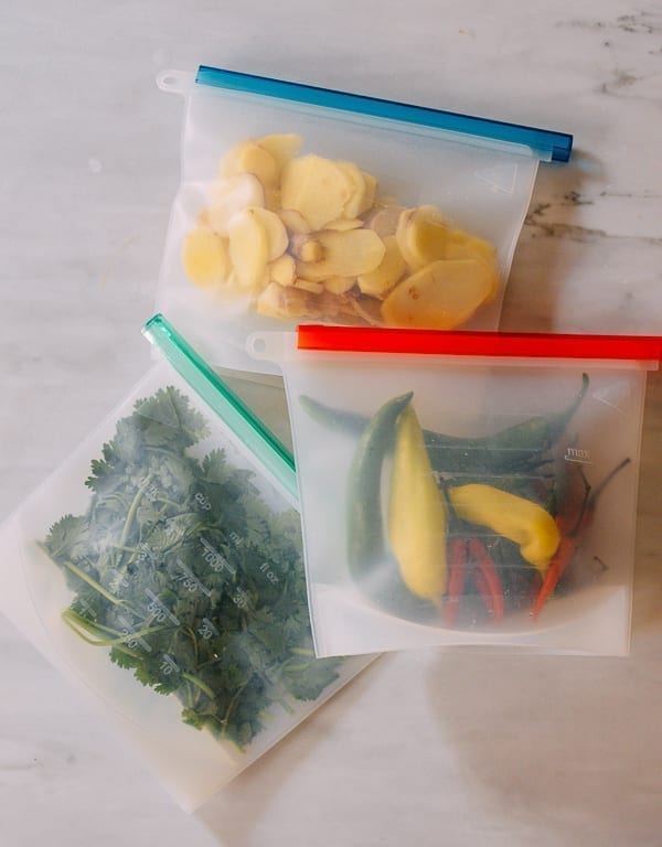 Aromatics in freezer bags, thewoksoflife.com