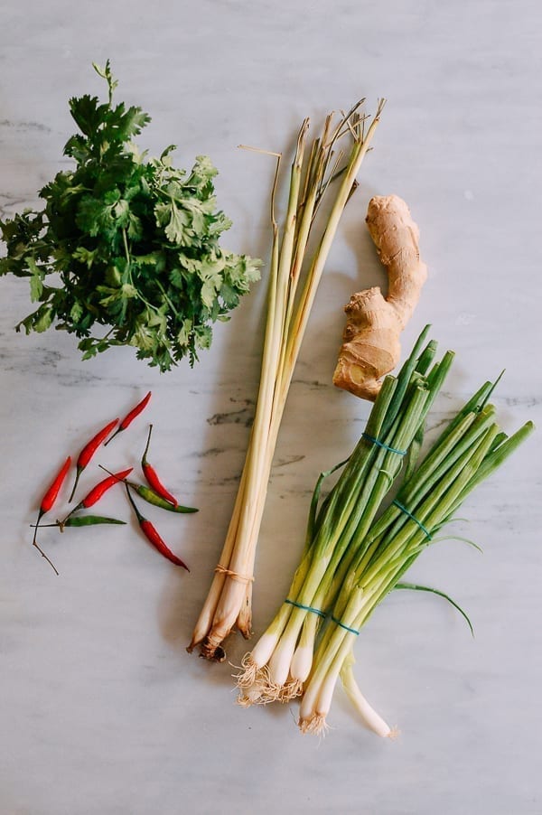 Cilantro, chilies, lemongrass, ginger, and scallions, thewoksoflife.com