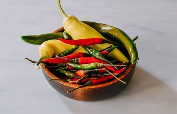 washed chilies ready to be frozen, thewoksoflife.com