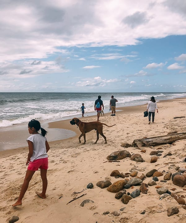 Walking along beach in Montauk, thewoksoflife.com