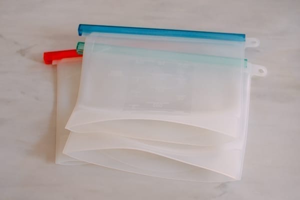 Reusable silicone freezer bags, thewoksoflife.com