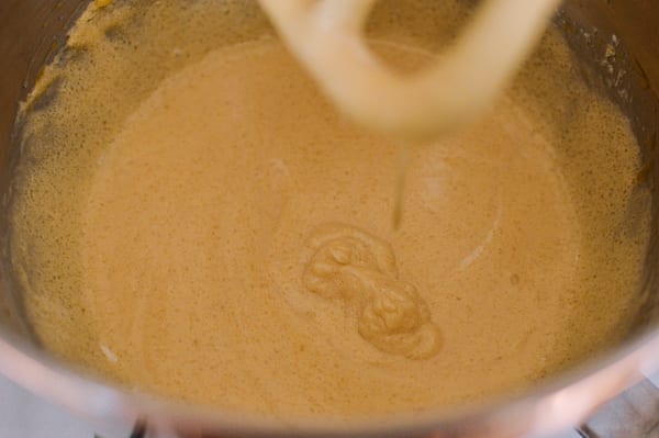 Batter with eggs, vanilla, and sour cream added, thewoksoflife.com