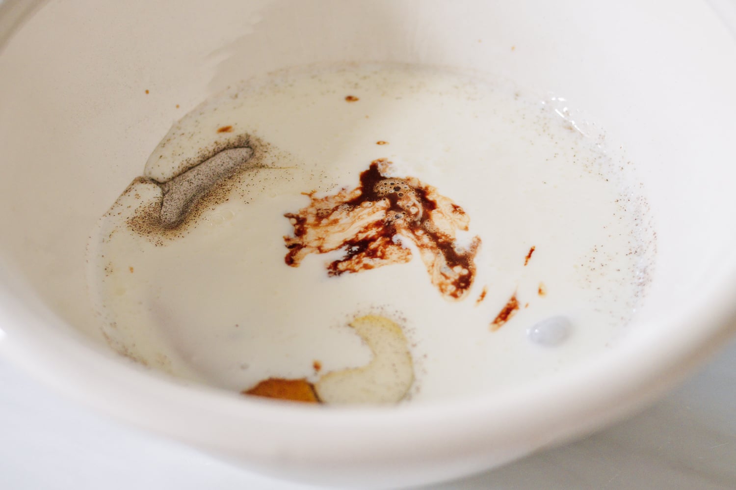 Adding wet ingredients to pancake batter, thewoksoflife.com