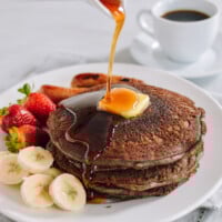 Buckwheat pancakes drizzled with maple syrup and butter, thewoksoflife.com