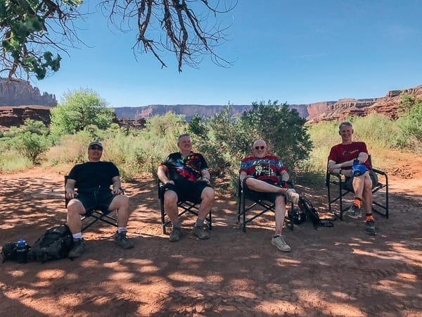 Mountain Bikers resting at Potato Bottom campground by thewoksoflife.com
