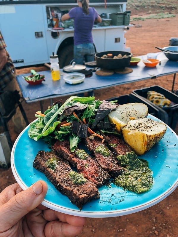 Steak Dinner at Airport Campground on White Rim trail by thewoksoflife.com