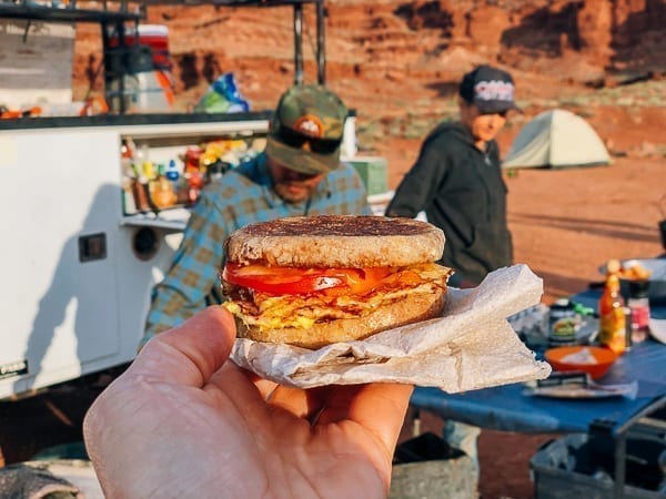 Breakfast sandwich at Airport Campground on White Rim trail by thewoksoflife.com