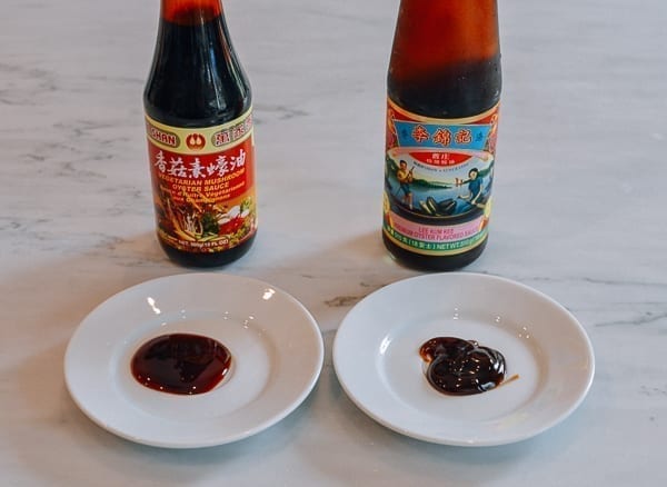 Vegetarian Oyster Sauce vs. regular oyster sauce, thewoksoflife.com