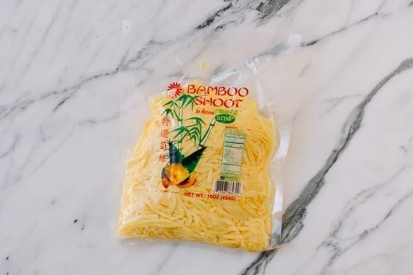 Vacuum sealed bamboo shoots in brine, thewoksoflife.com