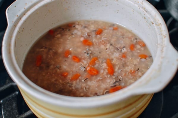 Multigrain Congee with goji berries, thewoksoflife.com