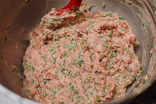 Final Chinese watercress meatball mixture, thewoksoflife.com