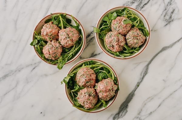 Watercress meatballs, thewoksoflife.com
