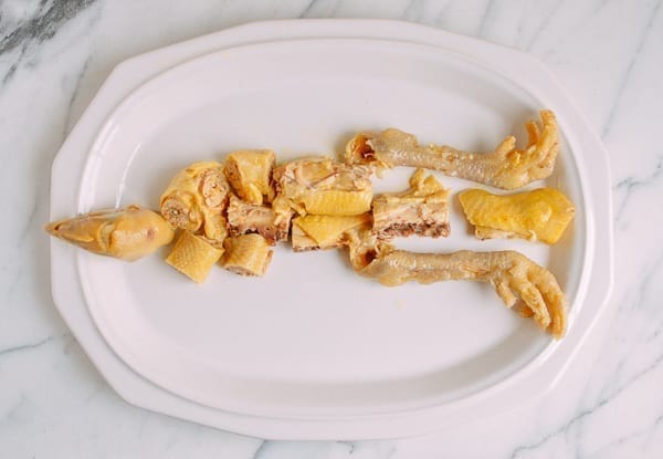 Arranging chicken on platter Chinese-style, thewoksoflife.com