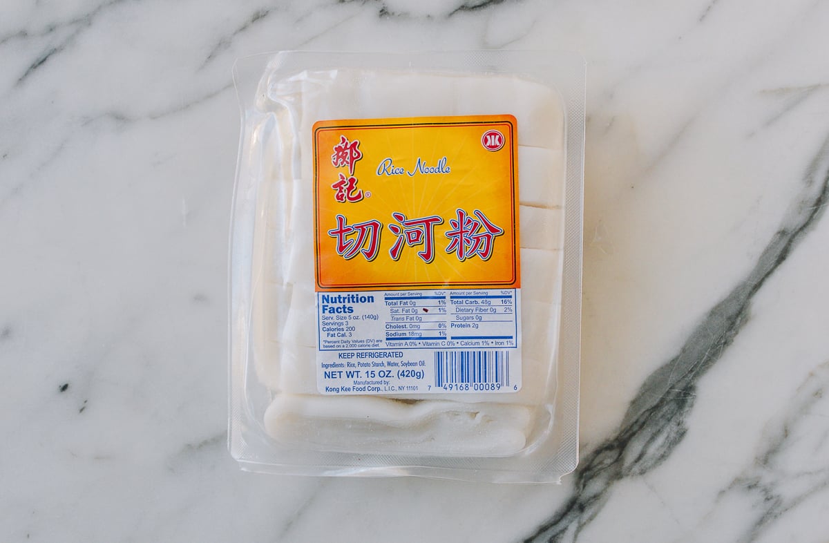 Chinese Packaged Fresh Wide Rice Noodles, thewoksoflife.com