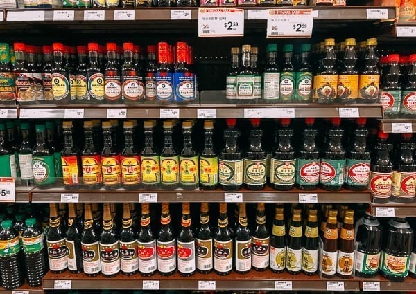 Soy Sauce Shelf in Asian grocery store, thewoksoflife.com