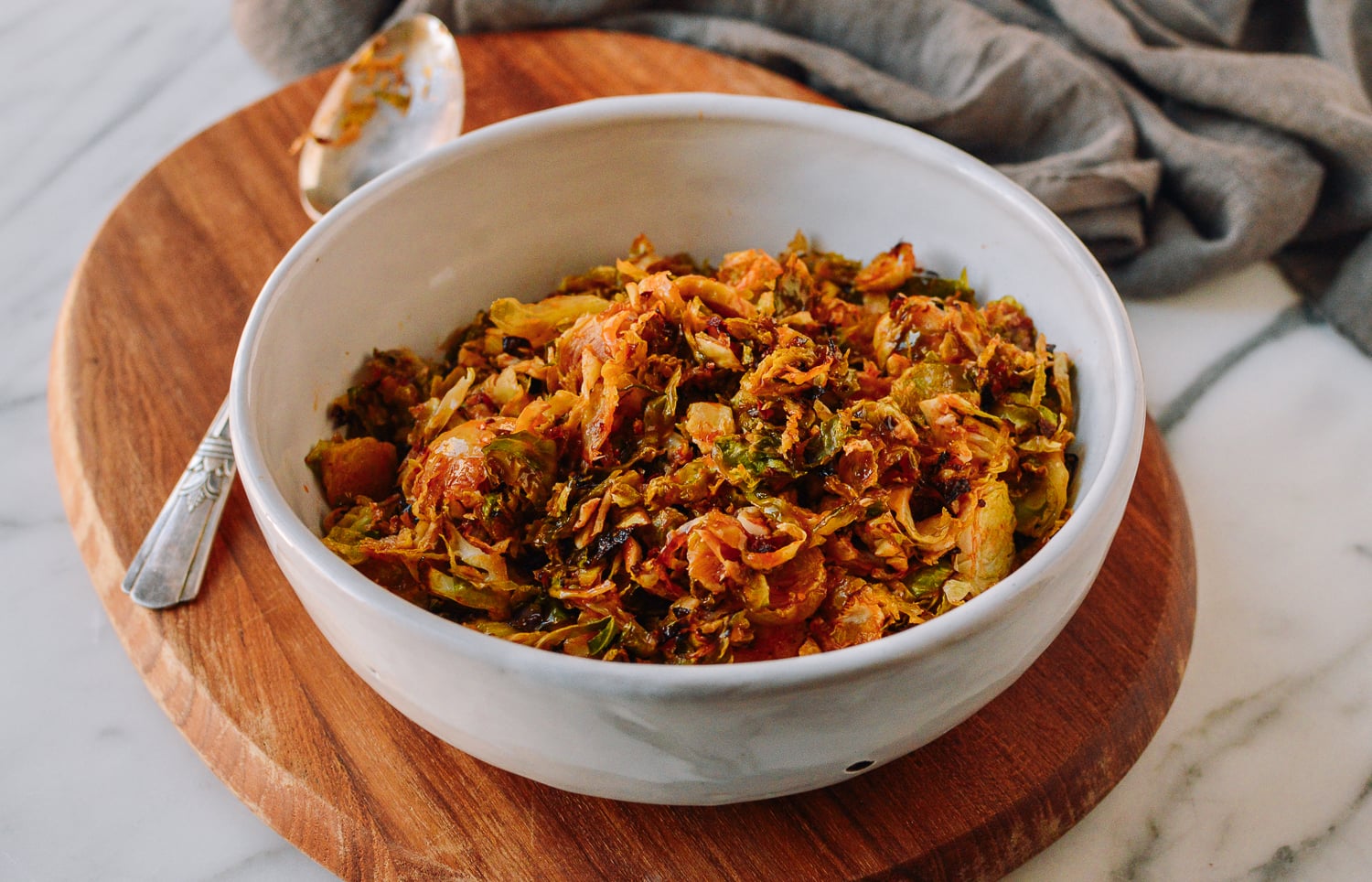 Honey Sriracha Roasted Brussels Sprouts Thanskgiving Side Dish, thewoksoflife.com