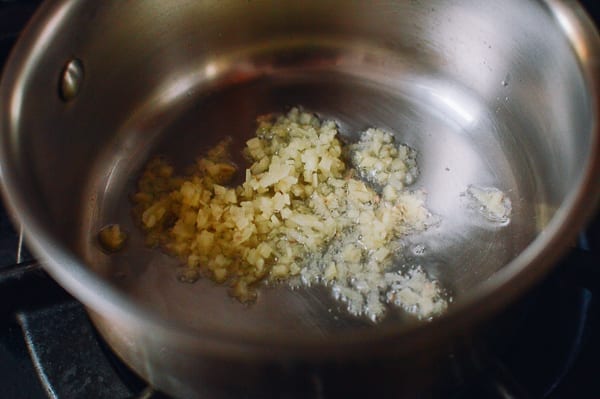 Ginger cooking in oil, thewoksoflife.com