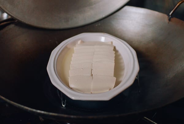 Steaming tofu, thewoksoflife.com