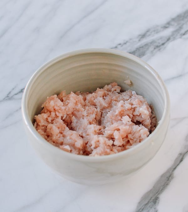 Ground Chicken in bowl, thewoksoflife.com