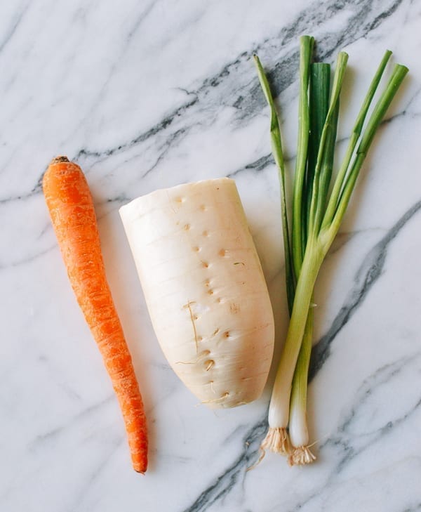 Carrot, daikon radish, scallions, thewoksoflife.com