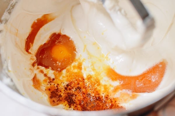 Dairy-free cheesecake mixture, thewoksoflife.com