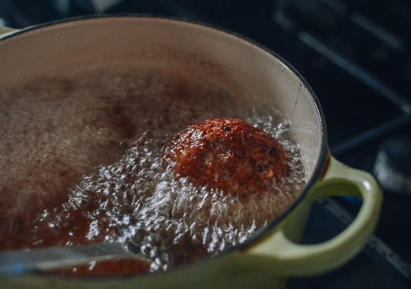 Frying Lion's Head Meatballs, thewoksoflife.com