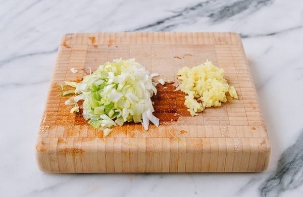 Finely chopped scallions, thewoksoflife.com