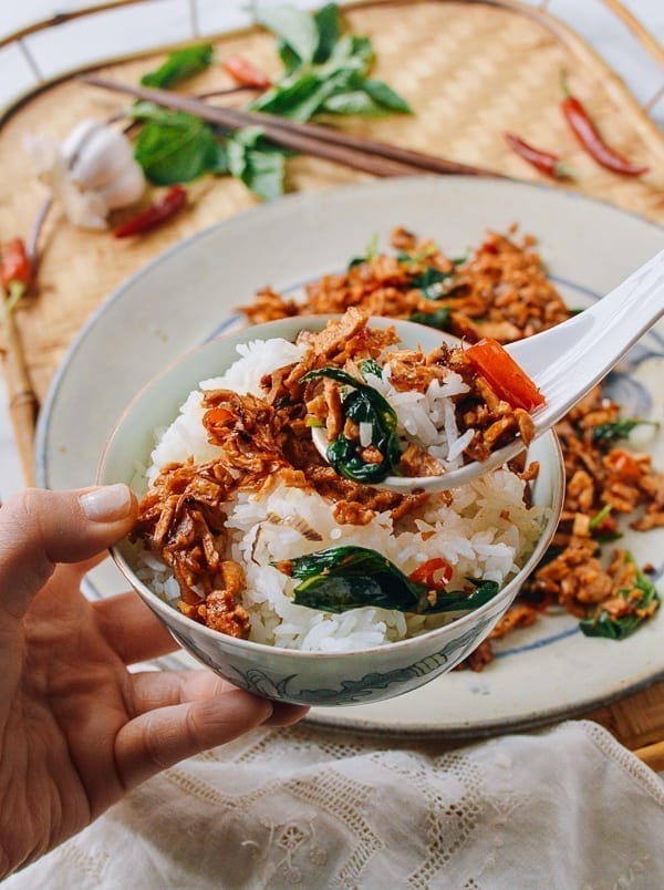 Vegan Thai Basil Chicken, thewoksoflife.com