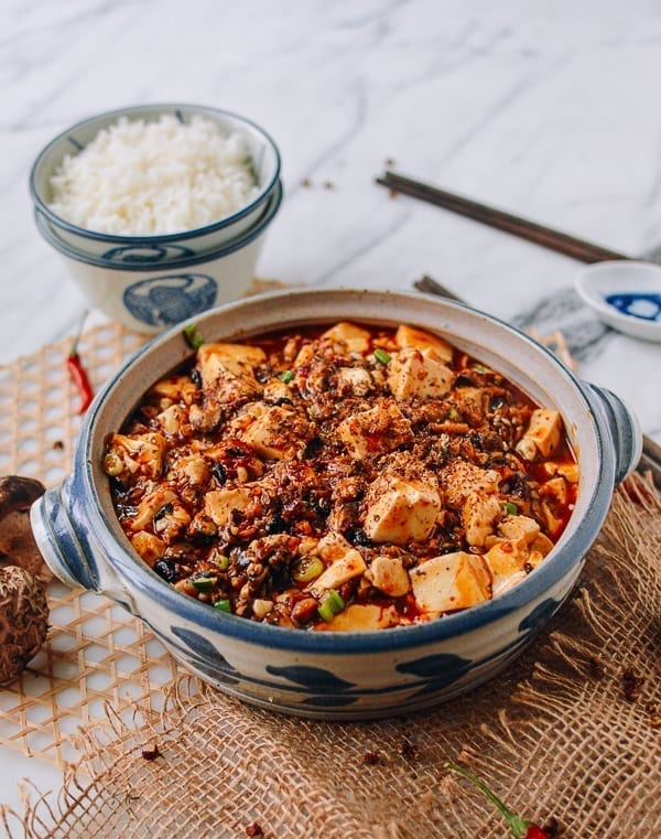 Vegetarian mapo tofu with mushrooms, thewoksoflife.com